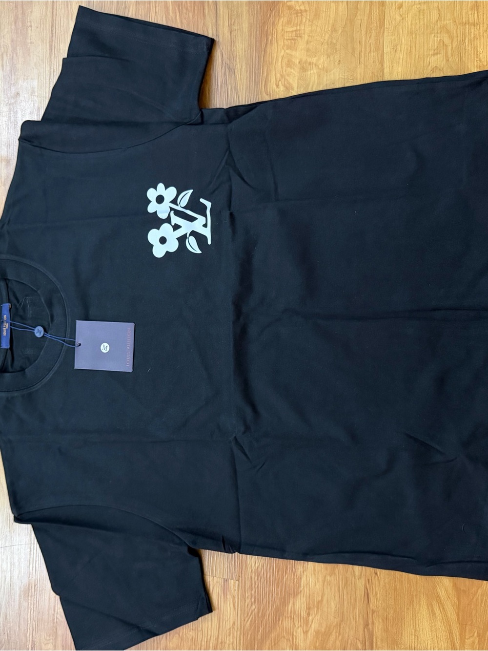 Black Floral Logo T-Shirt by Louis Vuitton (OVERSIZED)